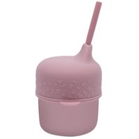 We Might Be Tiny Silicone Cup with Sippy Lid (+ mini straw) Set - Dusty Rose